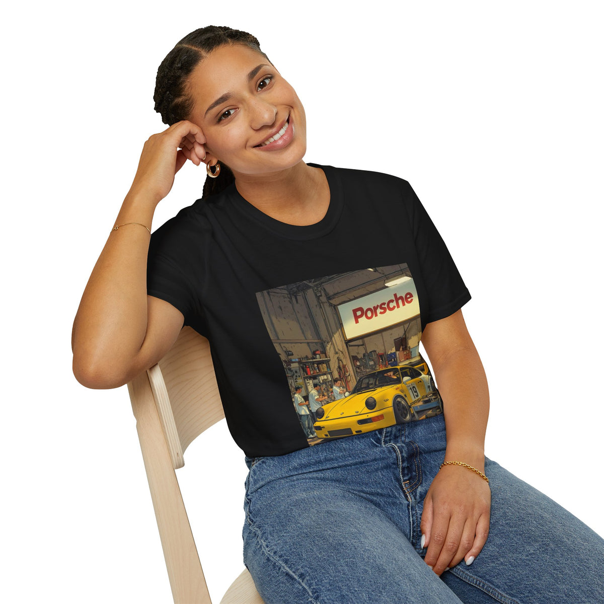 Porsche Garage Vintage Scene | Race Car T-Shirt