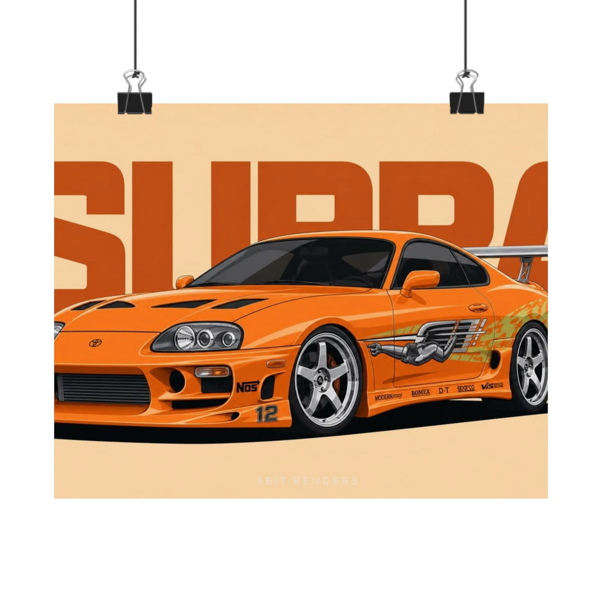 Toyota Supra | Orange Wall Poster Horizontal
