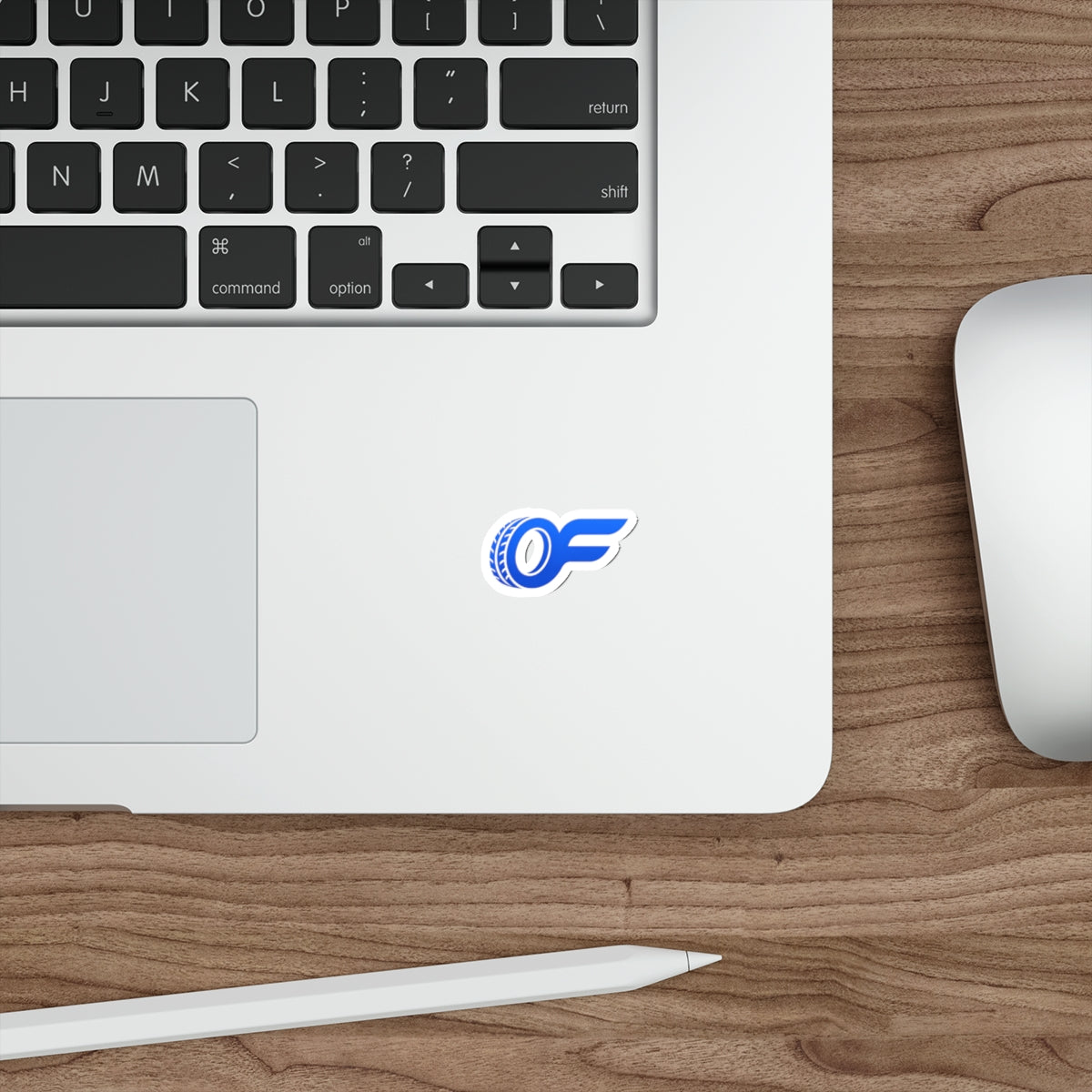 Racing Wheel OF Logo Die-Cut Sticker — Blue Motorsport Decal for Laptops & Cars