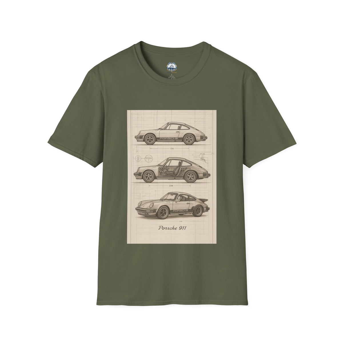 Vintage Porsche 911 | Blueprint Sketch Tee