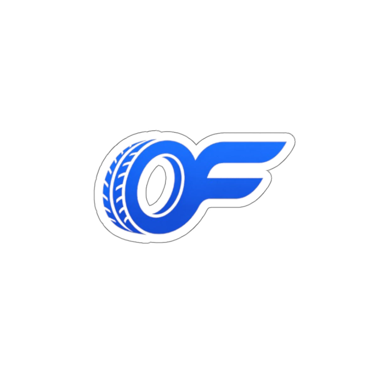 Racing Wheel OF Logo Die-Cut Sticker — Blue Motorsport Decal for Laptops & Cars