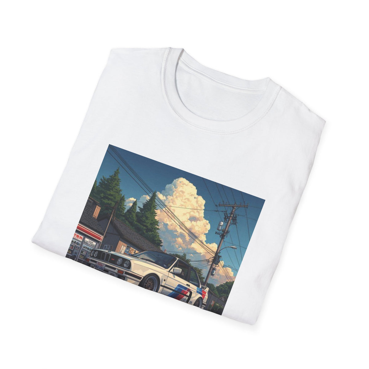 Vintage BMW Car T-Shirt | Retro Sunset Street Scene