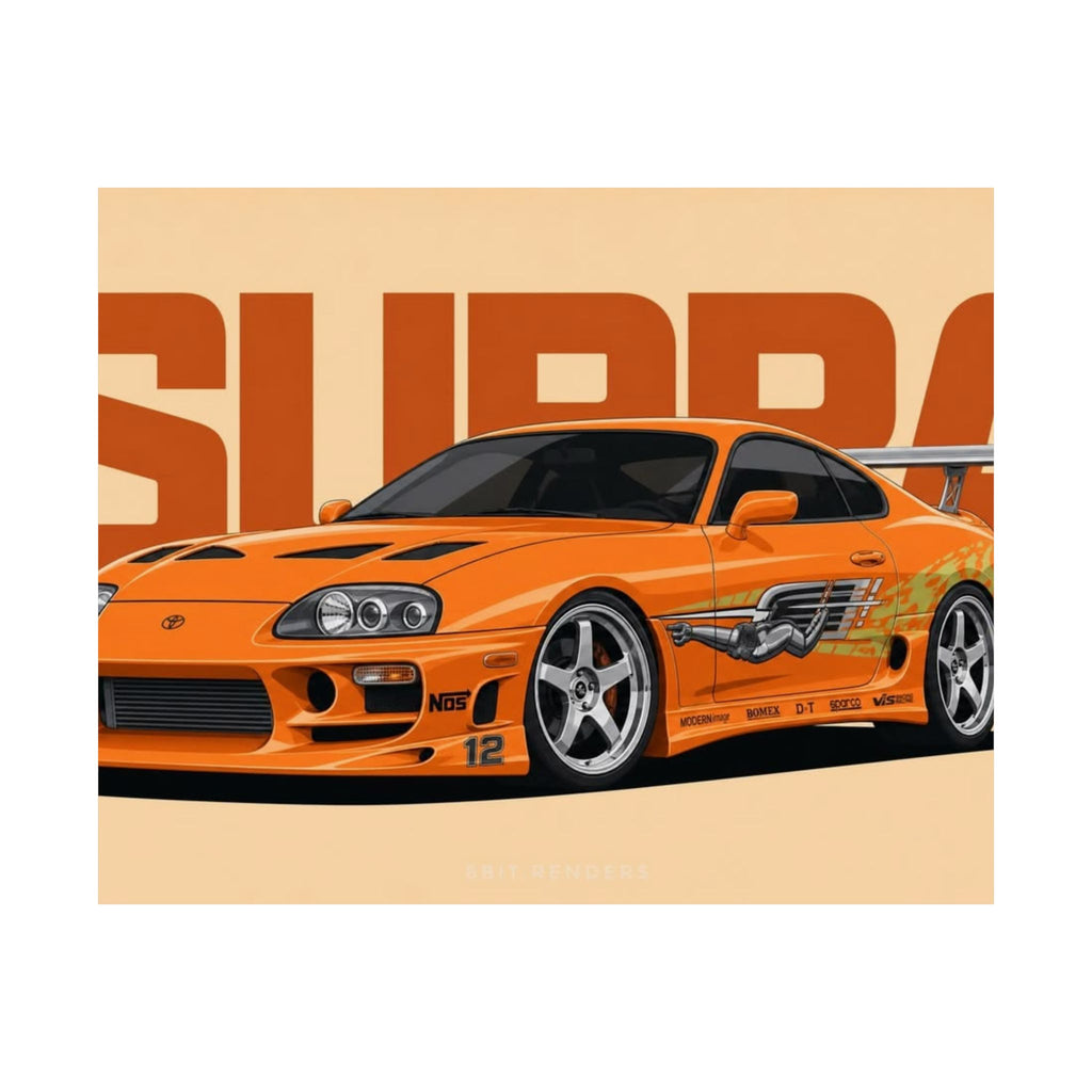 Toyota Supra | Orange Wall Poster Horizontal