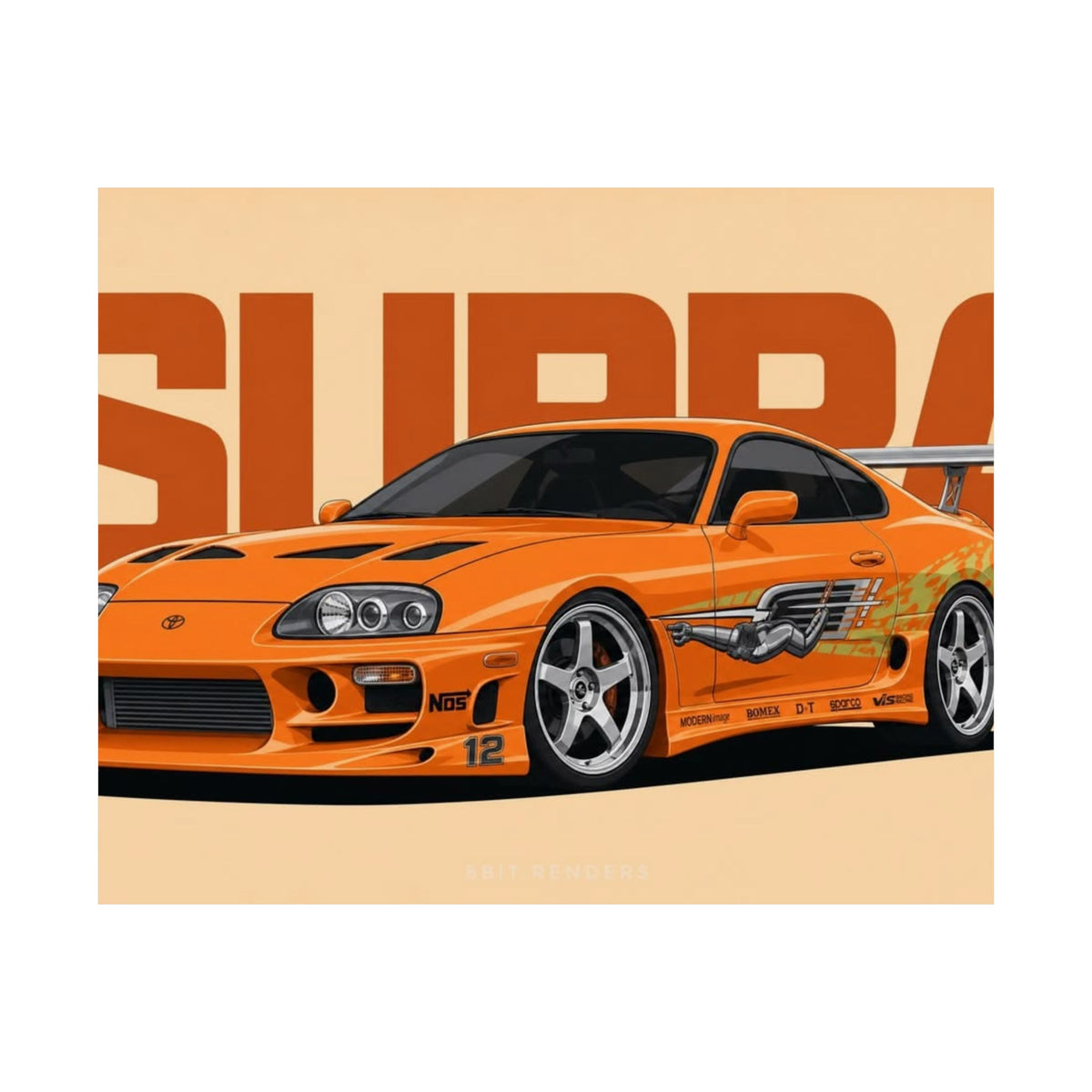 Toyota Supra | Orange Wall Poster Horizontal
