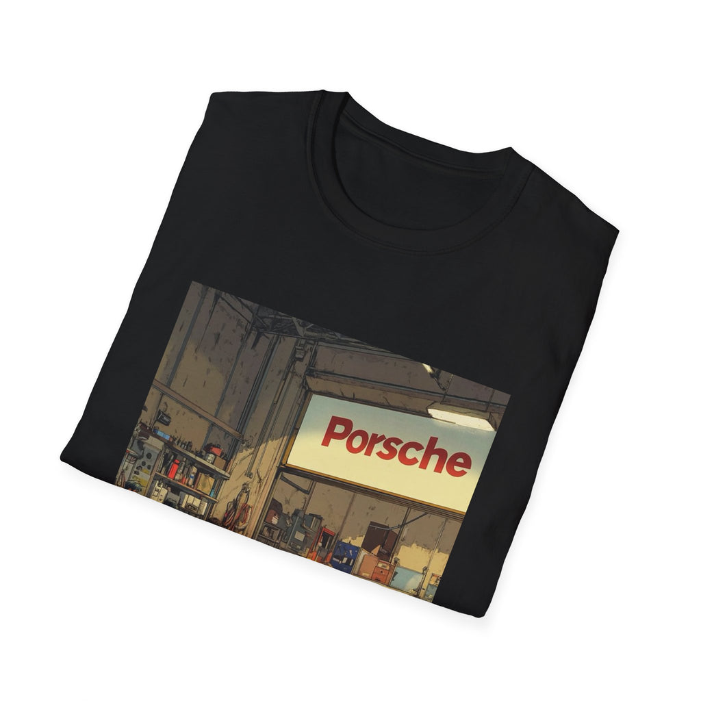 Porsche Garage Vintage Scene | Race Car T-Shirt