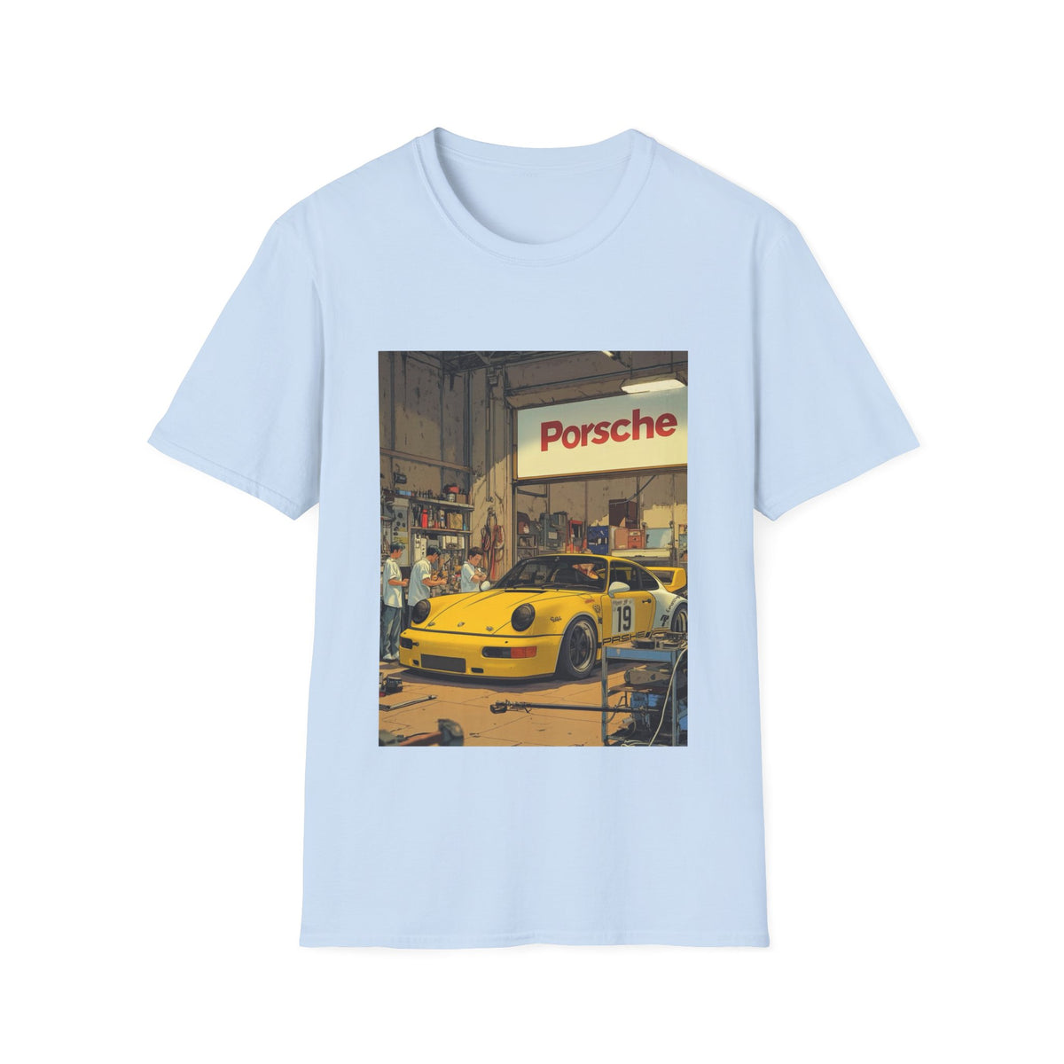 Porsche Garage Vintage Scene | Race Car T-Shirt