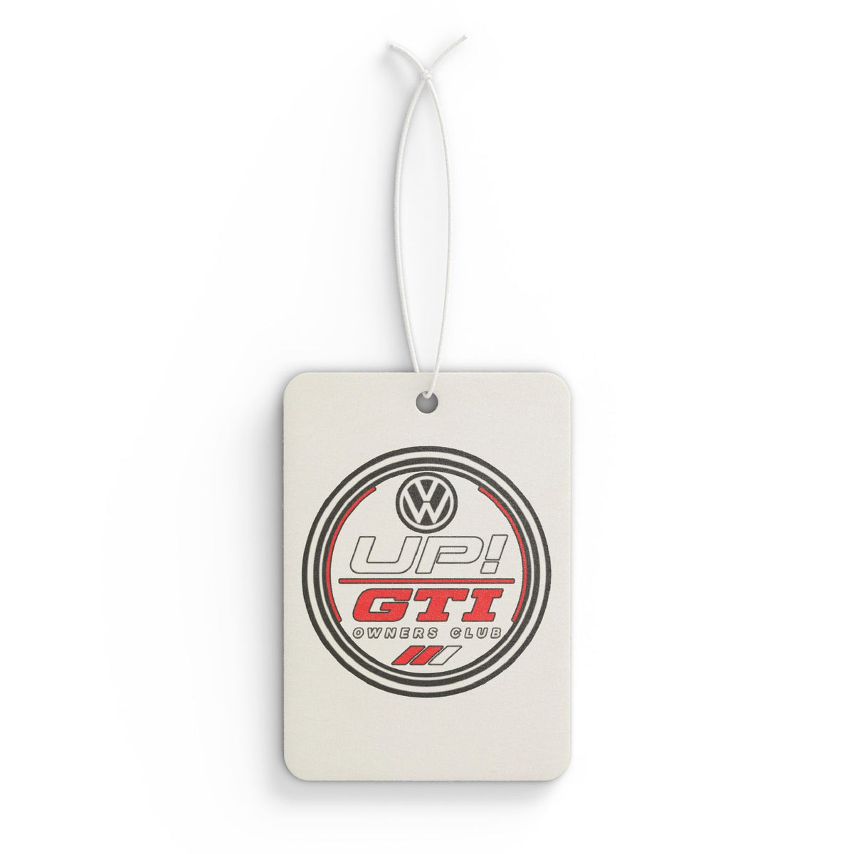 VW Up! GTI Logo Car Air Freshener – Retro Racing Emblem Scented Tag