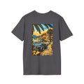 Vintage Coastal Porsche Print Tee | Mediterranean Harbour Scene)