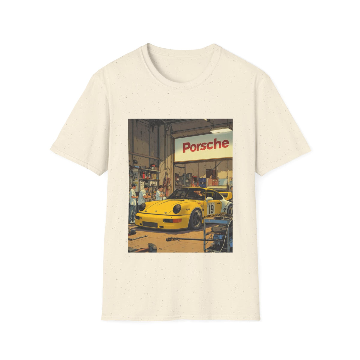 Porsche Garage Vintage Scene | Race Car T-Shirt